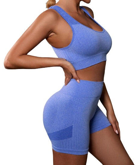 Light Blue Seamless Short Set (2 piece)