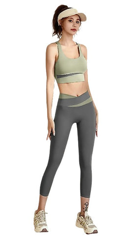 Green Seamless Set w/Crossover Waist