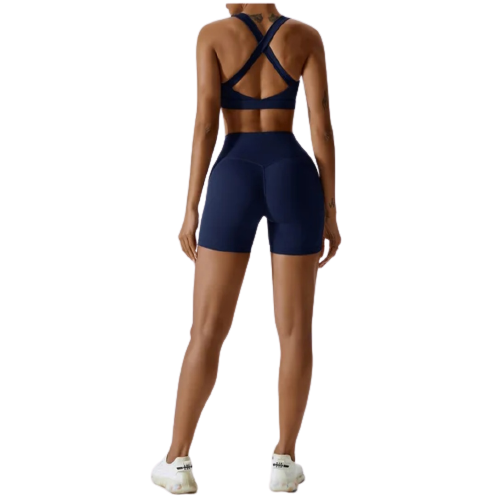 Navy Blue Seamless Short Set (2 piece)