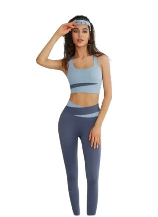 Light Blue Seamless Set w/Crossover Waist