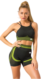 Black/Green Seamless Short Set (2 piece)