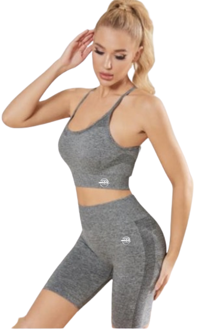 Dark Gray Seamless Short Set ( 2 piece)