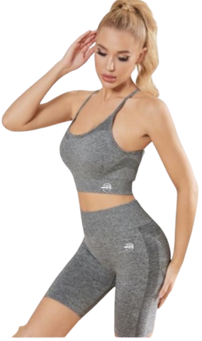 Dark Gray Seamless Short Set ( 2 piece)