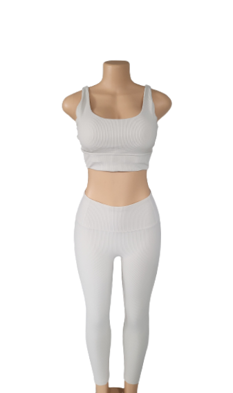 Cream Ribbed Set